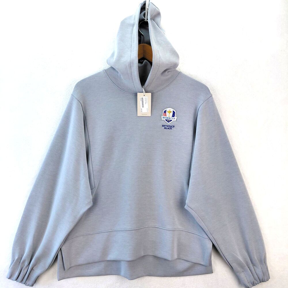 NEW Peter Millar Flora Knit Golf Hoodie Womens L Gray 2025 Ryder Cup Sweatshirt